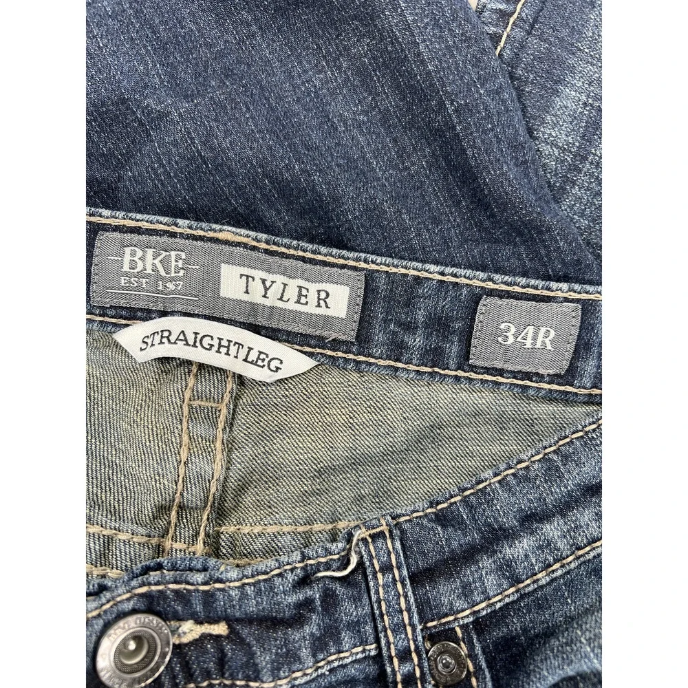 BKE Men’s Dark Wash Tyler Straight Leg Denim Jeans - 34R - Picture 3 of 4